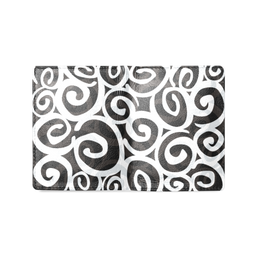 Black White Grey SPIRALS pattern ART Men's Leather Wallet (Model 1612)