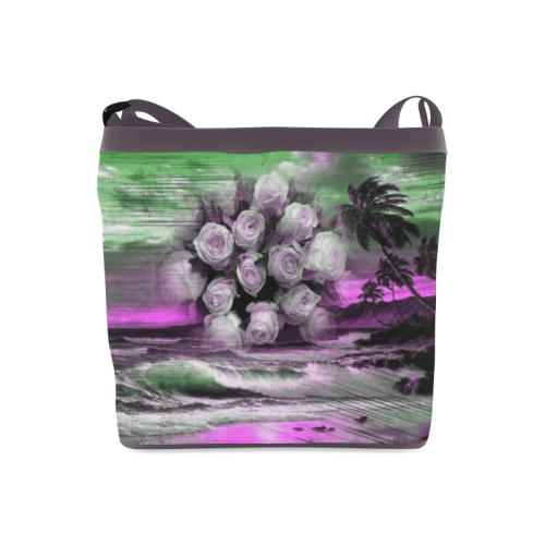 Sea and roses in purple Crossbody Bags (Model 1613)