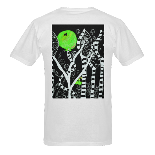 Green Balloon Zendoodle in Night Forest Garden Men's T-Shirt in USA Size (Two Sides Printing)