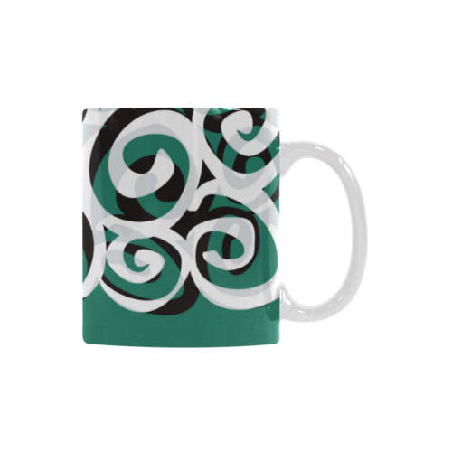 Only two Colors: Dark Blue - Ocean Green + SPIRALS White Mug(11OZ)