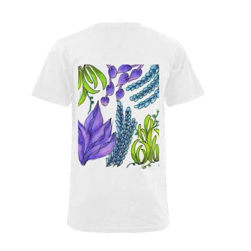 Purple Green Blue Flower Garden, Dancing Zendoodle Men's V-Neck T-shirt (USA Size) (Model T10)