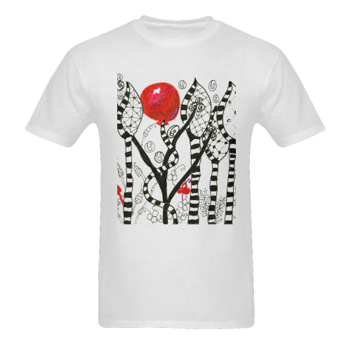 Red Balloon Zendoodle in Fanciful Forest Garden Sunny Men's T- shirt (Model T06)