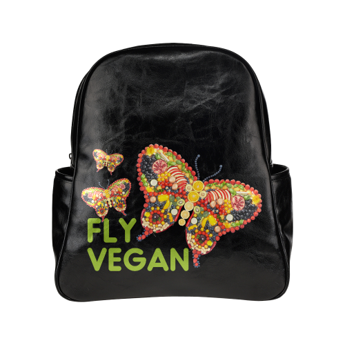 FLY VEGAN Butterflies Fruits Vegetables RAW Multi-Pockets Backpack (Model 1636)