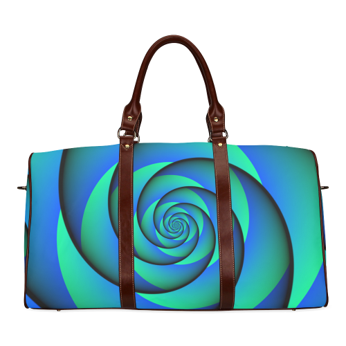 POWER SPIRAL - WAVES blue green Waterproof Travel Bag/Small (Model 1639)