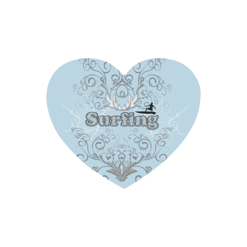 Surfboarder with decorative floral elements Heart-shaped Mousepad