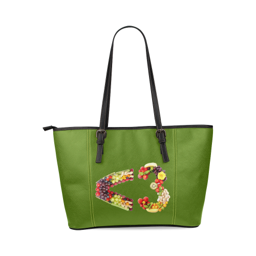 <3 LOVE Fruits and Vegetables Vegan Leather Tote Bag/Small (Model 1640)