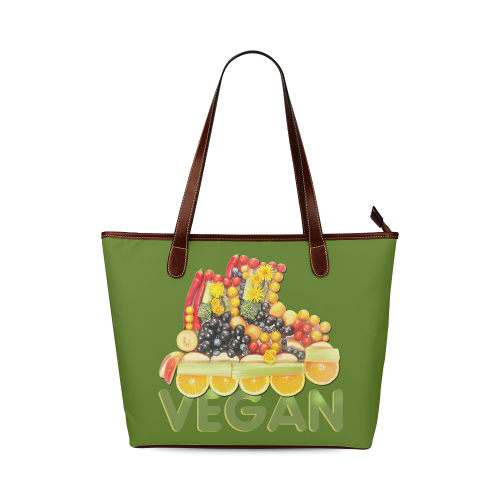 VEGAN FIT and have FUN Fruits Vegetables Shoulder Tote Bag (Model 1646)