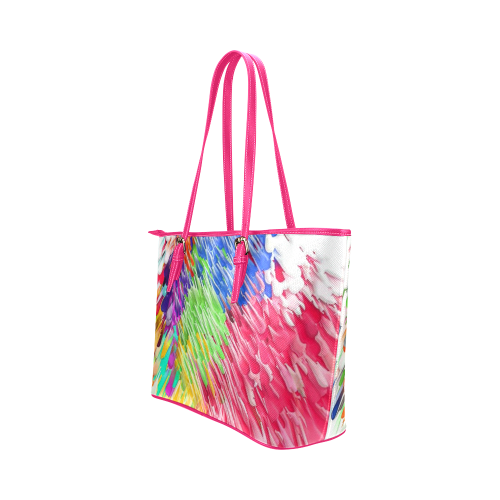 Paint splashes by Artdream Leather Tote Bag/Large (Model 1651)