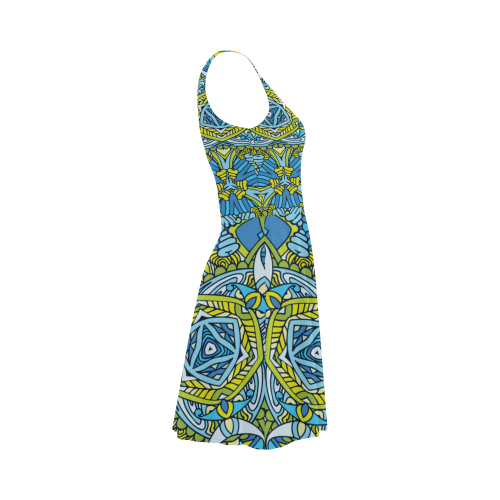 Zandine 0306 blue green fun bold pattern Atalanta Sundress (Model D04)