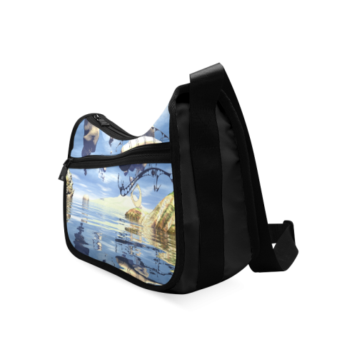 Fantasy world with flying rocks over the sea Crossbody Bags (Model 1616)