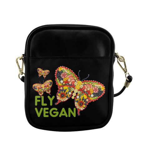 FLY VEGAN Butterflies Fruits Vegetables RAW Sling Bag (Model 1627)