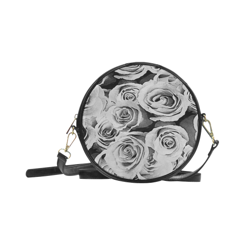 Roses in black and white Round Sling Bag (Model 1647)