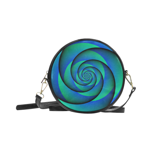 POWER SPIRAL - WAVES blue green Round Sling Bag (Model 1647)