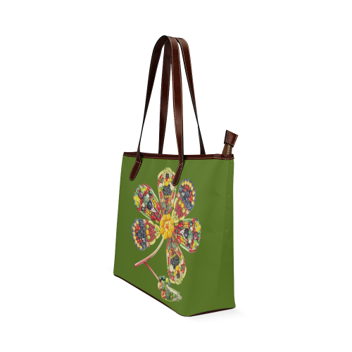 POWER FLOWER Fruits Vegetables Vegan Think Green Shoulder Tote Bag (Model 1646)