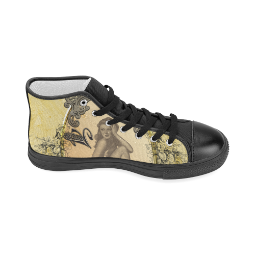 Vintage, wonderful pin up girl Women's Classic High Top Canvas Shoes (Model 017)