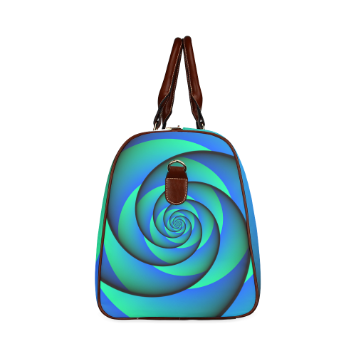 POWER SPIRAL - WAVES blue green Waterproof Travel Bag/Large (Model 1639)