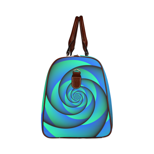 POWER SPIRAL - WAVES blue green Waterproof Travel Bag/Small (Model 1639)