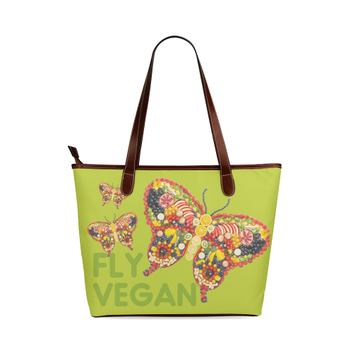 FLY VEGAN BUTTERFLIES Shoulder Tote Bag (Model 1646)