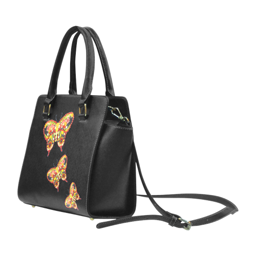 Dancing Butterflies Veggieart Vegan Rivet Shoulder Handbag (Model 1645)