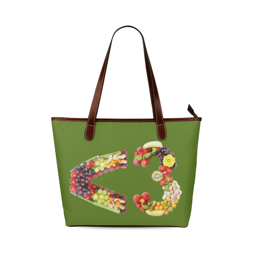 <3 LOVE Fruits and Vegetables Vegan Shoulder Tote Bag (Model 1646)