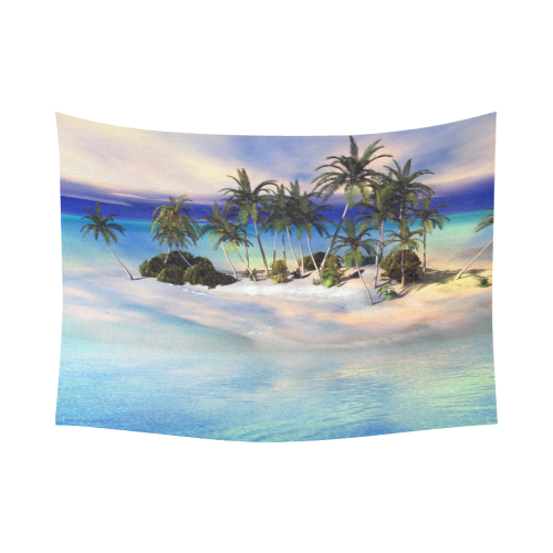 Wonderful view over the sea in the sunset Cotton Linen Wall Tapestry 80"x 60"