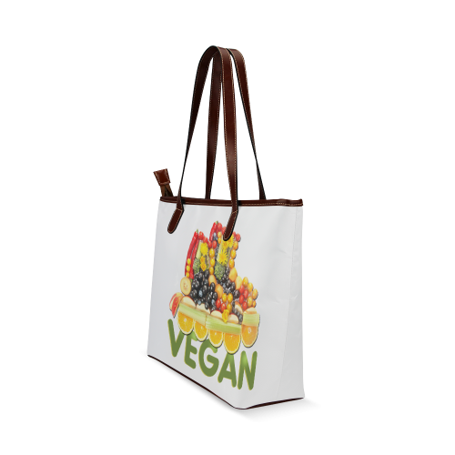 VEGAN FIT and have FUN Fruits Vegetables Shoulder Tote Bag (Model 1646)