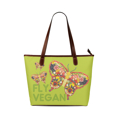 FLY VEGAN BUTTERFLIES Shoulder Tote Bag (Model 1646)