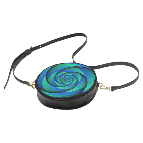 POWER SPIRAL - WAVES blue green Round Sling Bag (Model 1647)