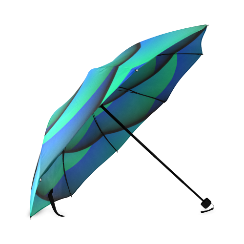 POWER SPIRAL - WAVES blue green Foldable Umbrella (Model U01)