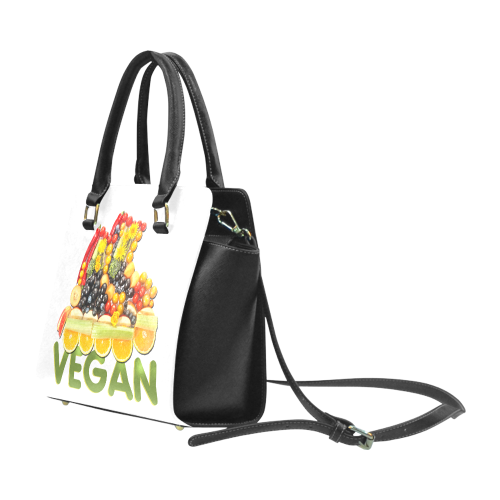 VEGAN FIT and have FUN Fruits Vegetables Rivet Shoulder Handbag (Model 1645)