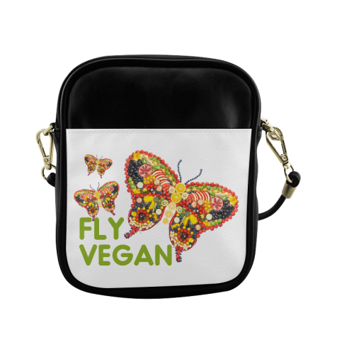 FLY VEGAN Butterflies Fruits Vegetables RAW Sling Bag (Model 1627)