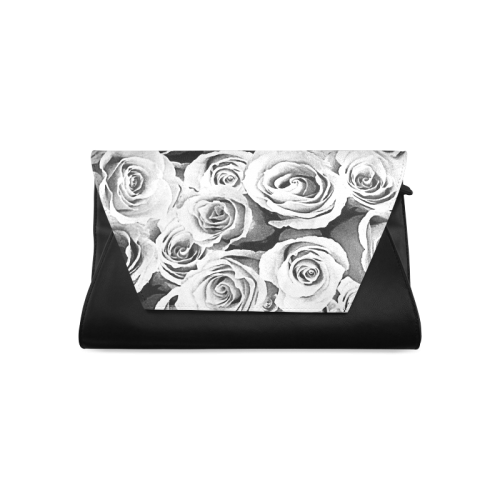 Roses in black and white Clutch Bag (Model 1630)