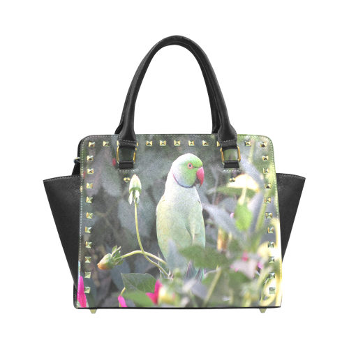Colorful Parakeet Rivet Shoulder Handbag (Model 1645)