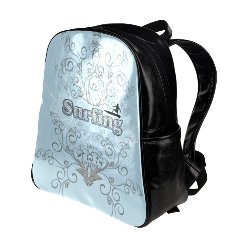 Surfboarder with decorative floral elements Multi-Pockets Backpack (Model 1636)