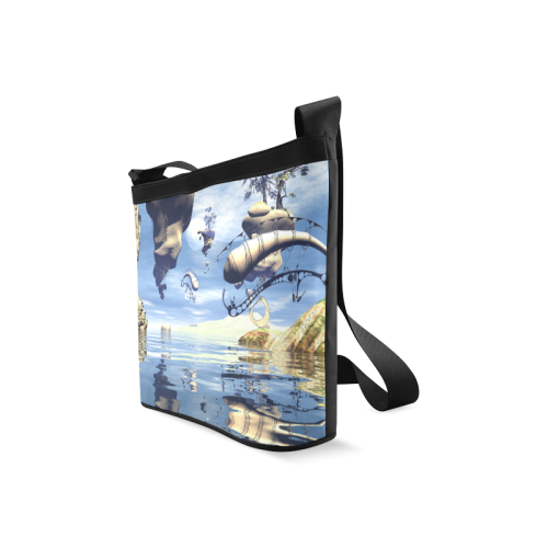 Fantasy world with flying rocks over the sea Crossbody Bags (Model 1613)