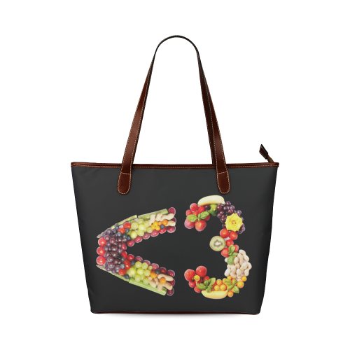 <3 LOVE Fruits and Vegetables Vegan Shoulder Tote Bag (Model 1646)