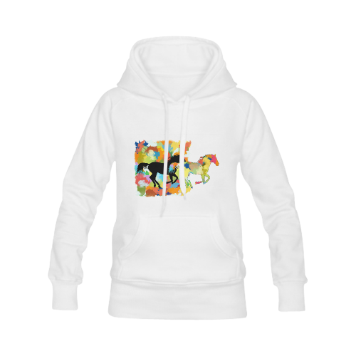 Horse  Shape Galloping out of Colorful Splash Men's Classic Hoodies (Model H10)