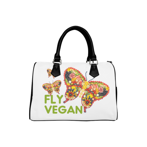 FLY VEGAN Butterflies Fruits Vegetables RAW Boston Handbag (Model 1621)