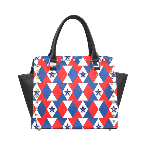 Patriotic Triangles And Stars Rivet Shoulder Handbag (Model 1645)