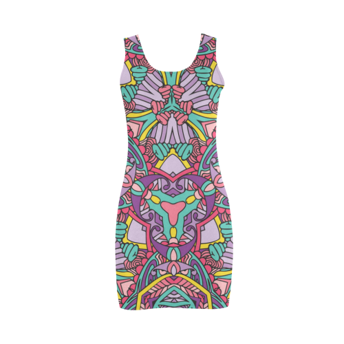 Zandine 0303 purple pink blue girly pattern Medea Vest Dress (Model D06)