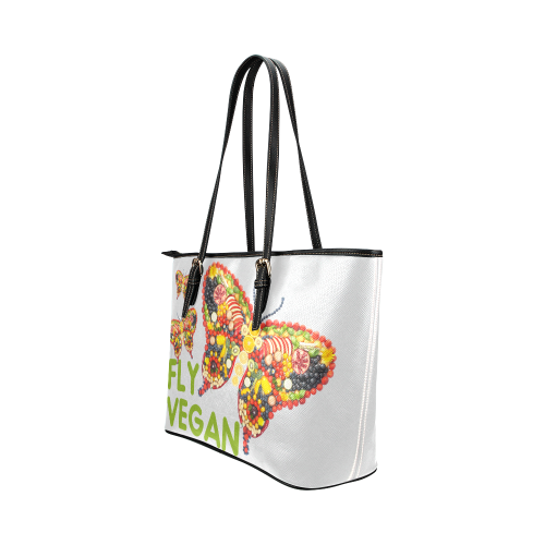 FLY VEGAN BUTTERFLIES RAW Leather Tote Bag/Large (Model 1651)