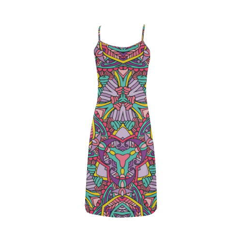 Zandine 0303 purple pink blue girly pattern Alcestis Slip Dress (Model D05)