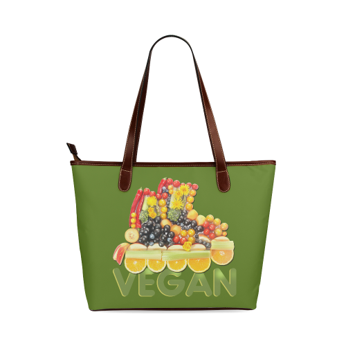 VEGAN FIT and have FUN Fruits Vegetables Shoulder Tote Bag (Model 1646)