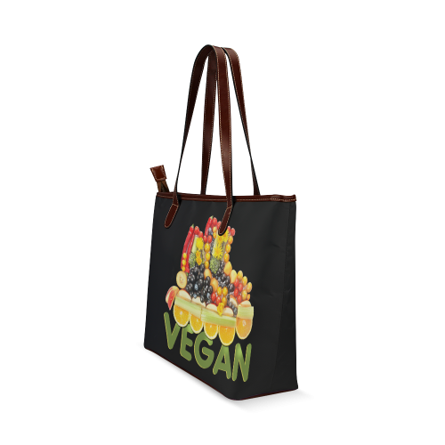 VEGAN FIT and have FUN Fruits Vegetables Shoulder Tote Bag (Model 1646)