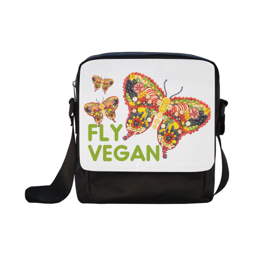 FLY VEGAN Butterflies Fruits Vegetables RAW Crossbody Nylon Bags (Model 1633)