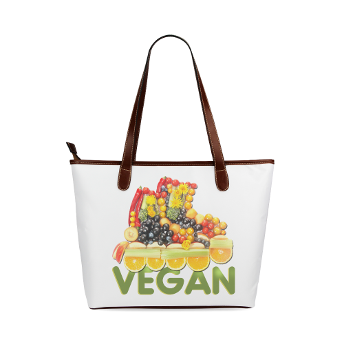VEGAN FIT and have FUN Fruits Vegetables Shoulder Tote Bag (Model 1646)