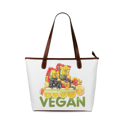 VEGAN FIT and have FUN Fruits Vegetables Shoulder Tote Bag (Model 1646)