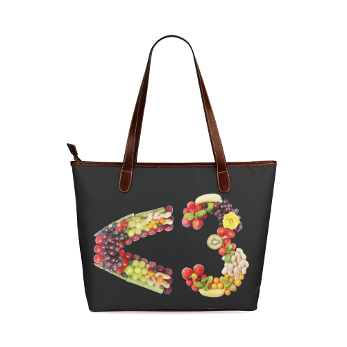 <3 LOVE Fruits and Vegetables Vegan Shoulder Tote Bag (Model 1646)