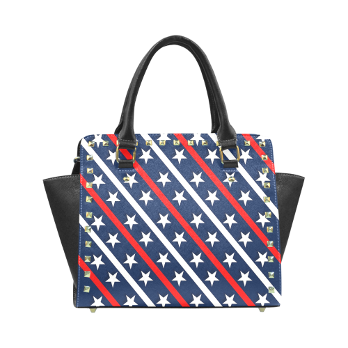 Patriotic Stripes And Stars Rivet Shoulder Handbag (Model 1645)