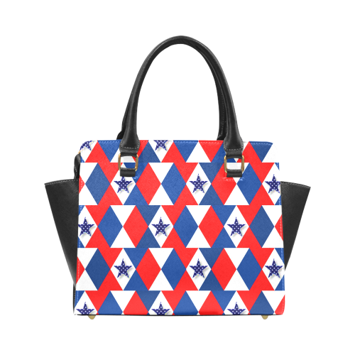 Patriotic Triangles And Stars Rivet Shoulder Handbag (Model 1645)